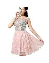 Tulle Beaded Lace Short Homecoming Dress/Prom Dress/Wedding Party Dress 