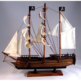 13 ” Pirate Ship, Wooden- Nautical Maritime Decor