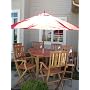 5 PC Teak Square Table & 4 Teak Stackable Arm Chairs