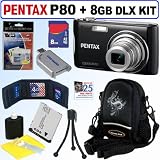Pentax Optio P80 12.1MP Digital Camera (Black) + 8GB Deluxe Accessory Kit