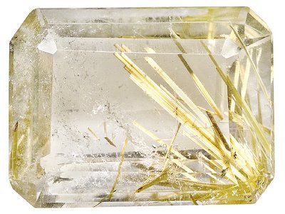 Childrens Toyshop  Jewelry : AVERAGE 10.5CT 16X12MM EMERALD CUT RUTILATED QUARTZ