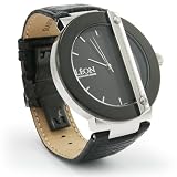 Raphael Leon Signature Series - Mens Designer Watch - Diamond Accents with Leather Band and Black Io