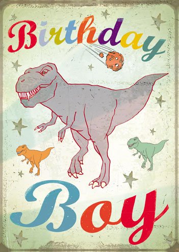 Birthday Boy T-Rex Greeting Card by Max Hernn & Peter Seal