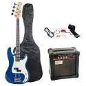 Austin Bazaar Electric Bass Pack with 15 Watt Amp - Blue