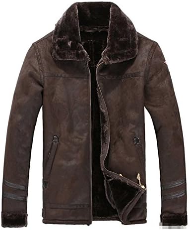 Kikeoo Mens Warm Luxury Overcoat Bomber Faux Suede Jacket Vintage Leather