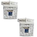 Shirt Studs Cuff Links Set in Sterling Silver Zircon Gemstone - Anniversary Gifts (cflng261)