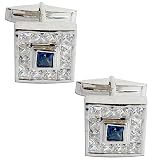 Shirt Studs Sterling Silver Zircon Gemstone Cuff Links Set (cflng261)