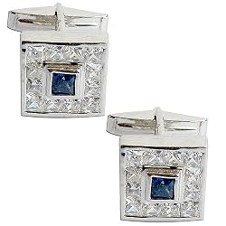 Shirt Studs Sterling Silver Zircon Gemstone Cuff Links Set (cflng261)