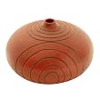 Handmade Mottled Crimson Terracotta Gourd Vase With Line Etchings
