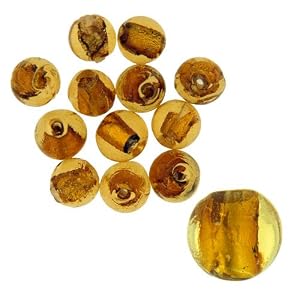Gold Round Silver Foil Murano Glass Bracelet Loose Beads by 