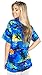 Aloha Women's Hawaiian Beach Casual Button Down Short Sleeve Blouse Shirt Blue