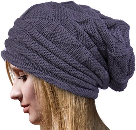 Ipara Women's Trendy Chunky Cable Slouchy Soft Knit Beanie Dark Grey