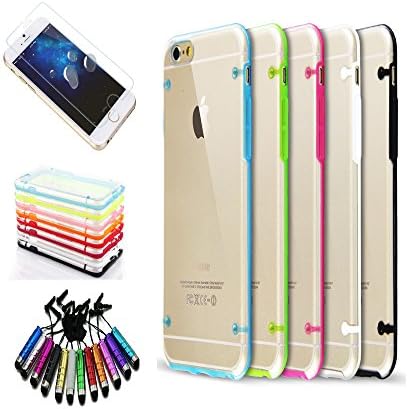 iPhone 6 Case 4.7" Clear Bumper Cover With Slim TPU Screen Protector And Stylo Pen - Scratch Resistant Clear Back Cover (White)