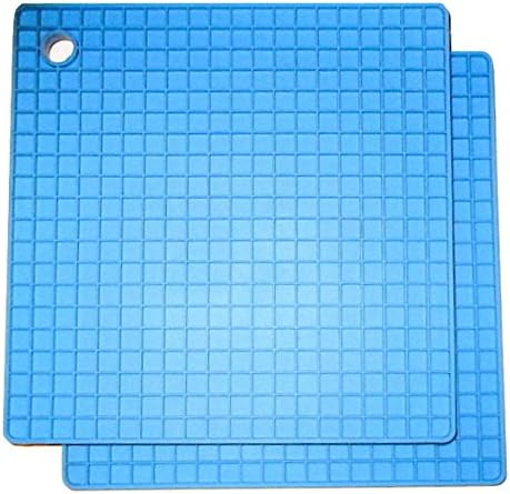 Set Of Two Blue Honeycomb Potholder Set - Silicone Potholder - Extreme Heat Resistant - Pot Holder - Trivet - Spoon Rest - Jar Opener