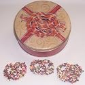 Scott's Cakes 1 lb. Dark Chocolate Covered Pretzel with Chocolate Chips & Jimmies in a Red Bow Tin