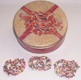 Scott's Cakes 1 lb. Milk Chocolate Covered Pretzel with Chocolate Chips & Jimmies in a Red Bow Tin