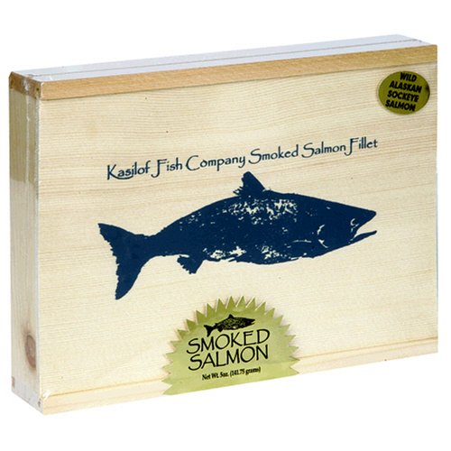 Kasilof Fish Company Alder-Smoked Sockeye Salmon, 5-Ounce Fillet in Gift Box by Kasilof