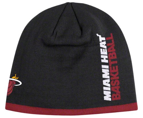 MIAMI HEAT NBA ADIDIS Cuffless Team Knit Beanie Hat Ski Cap HARDWOOD CLASSICS SERIES