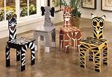 Set of 4 Children Animal Chairs: Zebra, Tiger, Elephant, and Giraffe