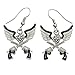 Western Dual Revolver Pistol Gun Dangle Earrings Angel Wings Body Fashion Jewelry