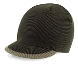 Peaked jeep beanie Olive and Khaki