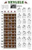 Ukulele Fretboard and Chord Chart Instructional Poster Uke