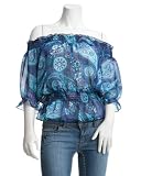 2b Short Sleeve Smock Print Top