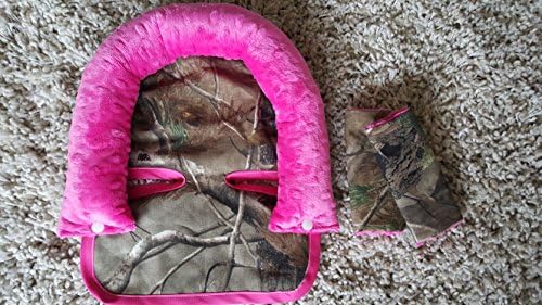 Carseat Accessories, Infant Accessories, Headrest & Strap Covers- Camo & Bright Pink!