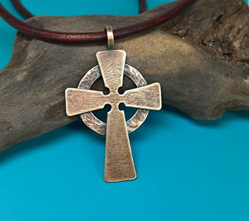Bronze Celtic Cross Pendant, Hand Sculpted Celtic Cross, Hammered Celtic Cross, Hand Forged Cross, Item: PND-BRZ-204; NLC-BRZ-204