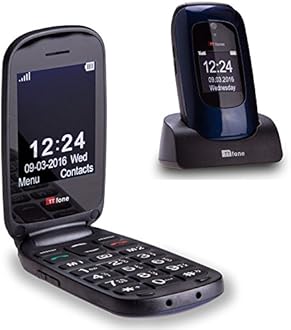 TTfone Lunar Big Button Simple Easy Clamshell Flip Sim Free Mobile Phone (Blue)