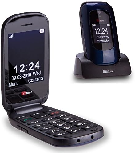 TTfone Lunar Big Button Simple Easy Clamshell Flip Sim Free Mobile Phone (Blue)