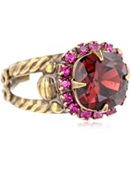 Sorrelli "Pink Orchid" Pave Encircled Cushion Cut Crystal Gold-Tone Adjustable Ring