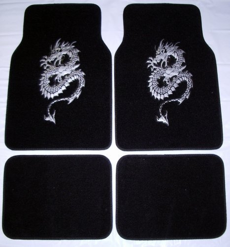 Dragon Silver Front & Rear Carpet Car Truck SUV Floor Mats Dragon Silver Front & Rear Carpet Car Truck SUV Floor Mats