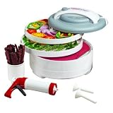 Nesco FD-61WHC Snackmaster Express All in One Food Dehydrator Kit 5 Tray W/ Jerky Gun