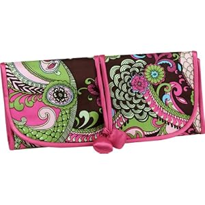 Silk Jewelry Roll or Cosmetic Roll by Zazendi-with clear zipper pockets