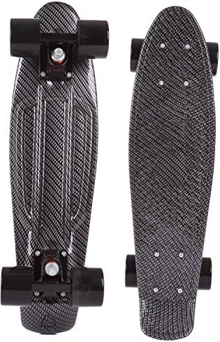 Voyage 22" Plastic Cruiser Graphic Complete Skateboard, Mounted High Strength Flexible Colorful Deck, Colored Aluminum Alloy Trucks, Ultra Smooth Bearing, PU Wheels (Black and Water Print)