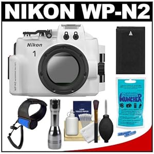 Nikon WP-N2 Waterproof Underwater Case Housing for 1 J3 & S1 Digital Camera & 10-30mm Lens with Battery + LED Torch Flashlight & Handstrap + Accessory Kit