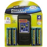 Sakar CH-1810R Ultra Slim Battery Charger With 4 AA Rechargeable