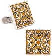 Sterling Silver Orange Enamel Tracery Cufflinks