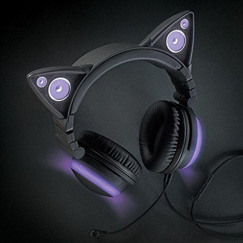 LED headphones with highfunction cat ear AXENT headphones Purple eBay