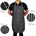 Sshining Professional White/Black Pinstripe Chef Bib Apron With Two Pockets, Adjustable Neck& Waist Ties Kitchen Cooking Apron for Womens/Mens (32.67 inches by 26.77 inches)