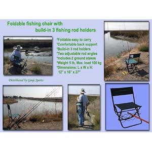 Foldable fishing chair with build-in 3 rod holders