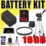 NPFV100 Lithium Ion Replacement Battery for Sony NEXVG10 Full HD Camcorder DavisMAX 67mm UV Filter Tripod 16GB Bundle