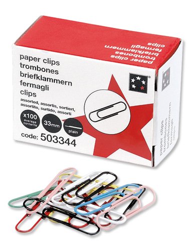5 Star Office Paperclips Metal Large 33mm Assorted
