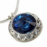 Crystal Framed Montana Blue Swarovski Pendant Necklace Fashion Jewelry