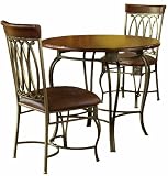 Hillsdale Montello Round Dining Table, 36-Inch Diameter Faux Wood Top, Old Steel Finish