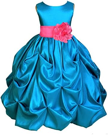 Wedding Pageant Turquoise Bubble Pick-up Kid Flower Girl Dress 301s 10
