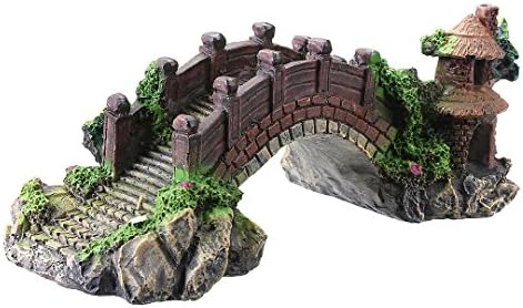 Aquarium Decoration Bridge Pavilion Tree For Fish Tank Resin Ornament D?cor New x 1 pcs No.07