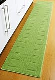 こだわりの日本製・泉州産   ふんわりキッチンマット 45x240cm ワイド/ロングサイズ   優しい肌触りと繊細な織り模様 (綿混素材・グリーン)
