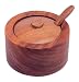 Pacific Merchants Acaciaware 4- by 4- by 2-Inch Acacia Wood Condiment Bowl with Lid and Spoon